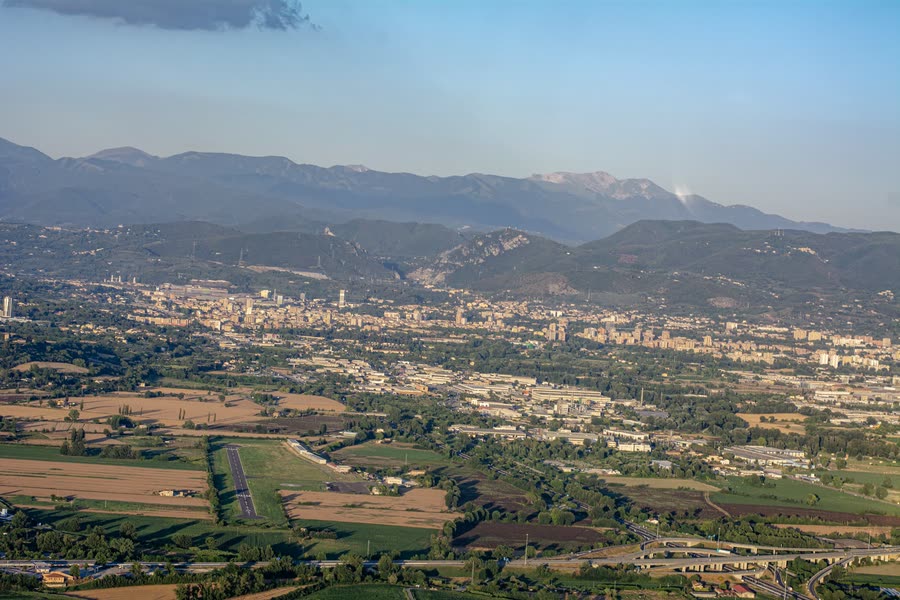 Umbrian countryside seen from a small plane